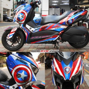 야마하 XMAX300 캡틴아메리카 스타일 오토바이 전체데칼 스티커 세트